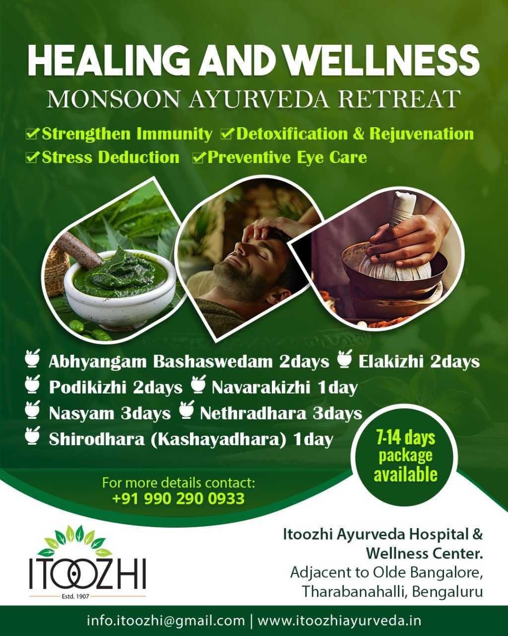 Karkidaka chikitsa at Itoozhi Ayurveda, bengaluru